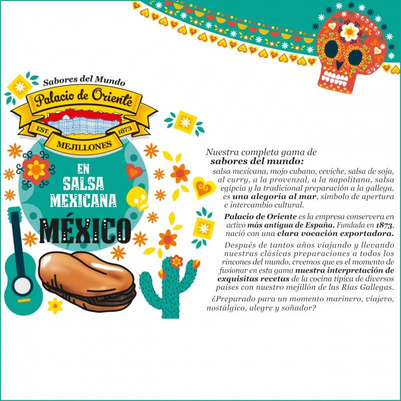 Mejillones DOP “Mejillón de Galicia” en Salsa Mexicana Picante 13/18 Piezas 115g "Sabores del Mundo"