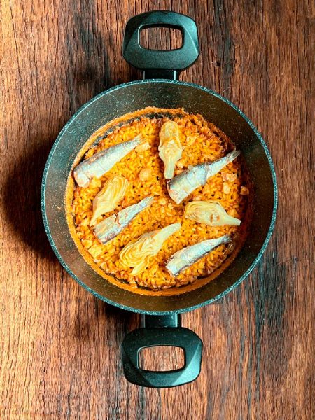 Arroz con sardinas en aceite de oliva Palacio de Oriente y alcachofas