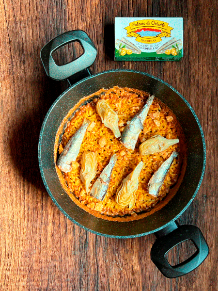 Arroz con sardinas en aceite de oliva Palacio de Oriente y alcachofas