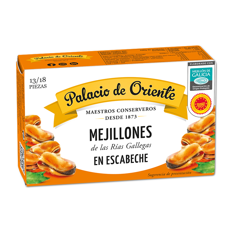 mejillones en escabeche DOP de Galicia 13-18 piezas