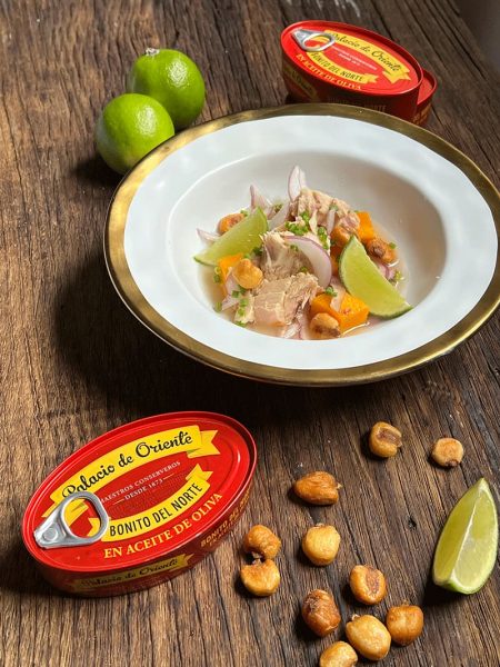 Ceviche de bonito del norte con boniato en aceite de oliva