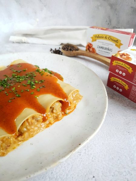 Receta de canelones de marisco con berberechos y zamburiñas