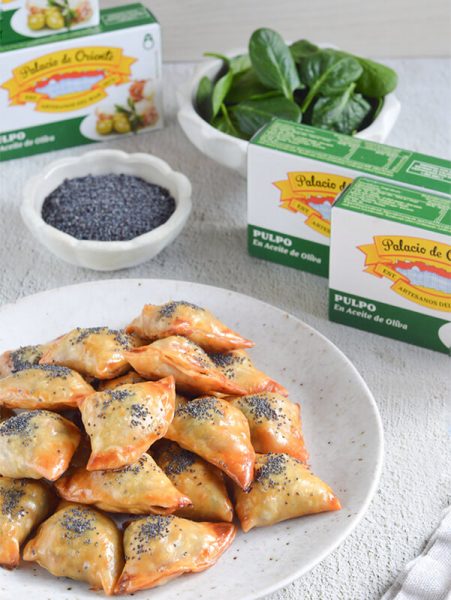 Empanadillas mini de pulpo con espinacas en freidora de aire